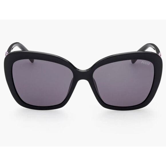 58mm Butterfly Sunglasses Emilio Pucci  Shiny Black  Smoke - Picture 1 of 11